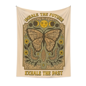 Bohemian butterfly tapestry with celestial sun and moon designs for wall decoration