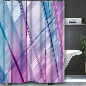 Close-up of marble gradient polyester shower curtain with reinforced hanging holes