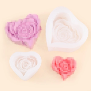 Stampi in silicone a forma di cuore con rose per candele e saponi fatti a mano