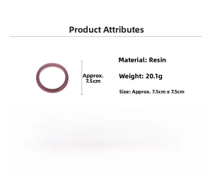 Detail view of purple resin bangle with specs 7.5x7.5cm and 20.1g weight display
