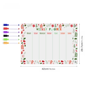 Weekly magnetic acrylic planner set with 6 markers and 42x29.7cm floral border