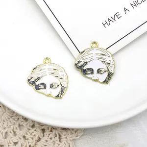 Classical Greek Statue Enamel Charms Zinc Alloy Venus Portrait Pendants For DIY Jewelry Making Retro Gold Tone