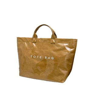Waterproof brown minimalist tote bag with TOTE BAG print and large capacity