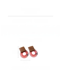 Size guide for round wooden earrings with red resin bamboo print drop details