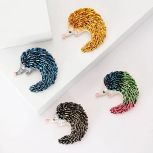 Fashionable Alloy Enamel Hedgehog Brooch Pin For Women Vintage Animal Lapel Pin Jewelry Accessory For Clothing Decor