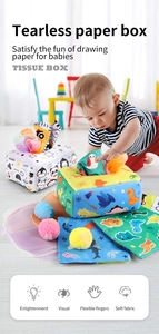 Infant sensory tissue box toy set with colorful mesh scarves and soft plush balls
