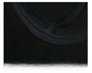 Macro detail of widened sweatband and fine stitching inside the wool baseball cap