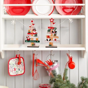 Décorations de sapin de Noël en bois avec lettrage Merry Christmas pour la table