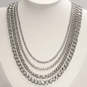 Cuban Link Chain Necklace Stainless Steel Polished Hip Hop Punk Fashion Jewelry For Men Women