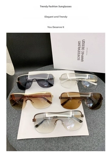Multiple colors of semi-rimless cycling sunglasses with wrap-around shield lenses