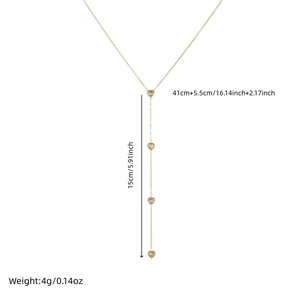 Collier chic en Y cœur doré avec pendentif cristal et détails de taille précis
