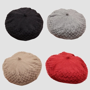 Four colors of shimmering sequin berets in black, grey, beige, and red for women