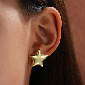 Elegant 18k gold plated star stud earrings for women with minimalist geometric star design