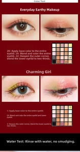 Close-up of waterproof testing and eye makeup steps for 35-color matte eyeshadow
