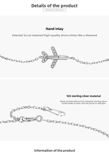 Detailed macro view of S925 sterling silver airplane charm with inlaid 5A zircon stones
