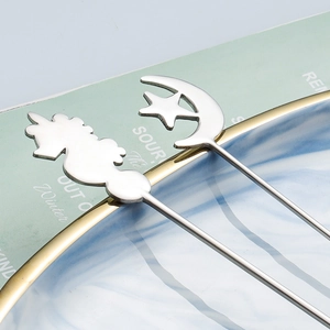 Silver 304 stainless steel coffee spoons with creative unicorn and moon star shapes