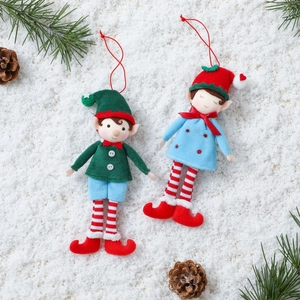 Christmas Elf Pendant Polyester Plush Doll Hanging Decoration For Christmas Tree Festive Home Party Ornament Handmade Gift