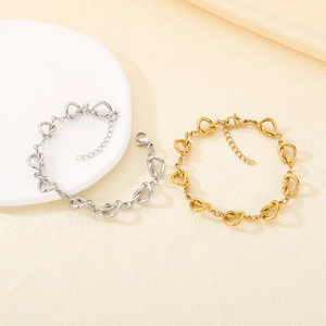 Bracelets en acier inoxydable noué plaqué or 18 carats et argent de style minimaliste