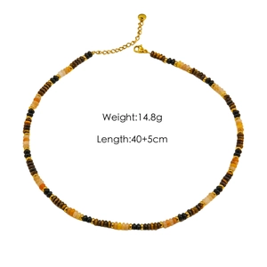 Tiger eye beaded necklace with gold clasp, 14.8g weight and 40+5cm length specs