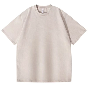 Oversized washed vintage cotton t-shirt in beige with a clean minimalist crew neck