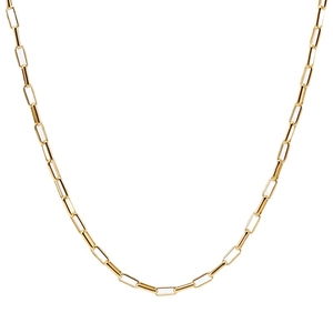 Polished 18K gold stainless steel paperclip chain necklace for women minimalist jewelry