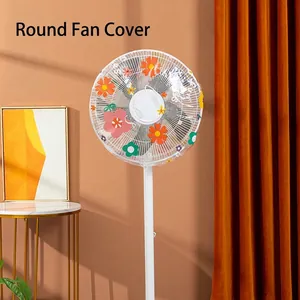 Waterproof round fan dust cover with colorful daisy pattern for pedestal electric fans