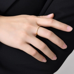 1mm gold stainless steel ring with colorful pavé cubic zirconia for women stackable