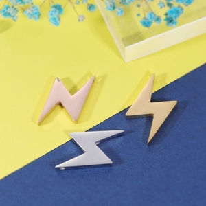 Mirror polished lightning bolt stainless steel pendants in gold, silver, and rose gold