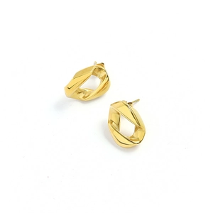 Boucles d'oreilles géométriques irrégulières en acier plaqué or 18 carats pour femme