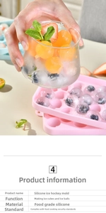 Pink silicone ice cube tray with 25 round slots for making small ice balls and fruit drinks
