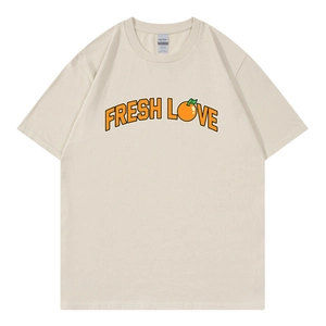 Sturniolo Triplets Love Varsity T-shirt in beige with orange Fresh Love graphic print