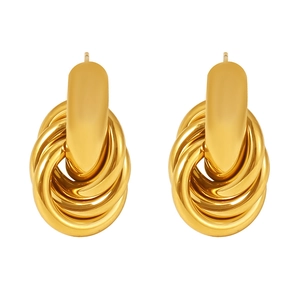 Minimalist entwined multi-layer gold plated hoop earrings with 18K mirror polish finish