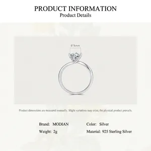 Classic S925 sterling silver ring featuring a sparkling 6mm round solitaire stone