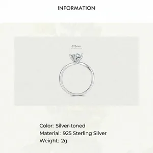 Klassischer Ring aus S925 Sterlingsilber mit einem funkelnden runden 6-mm-Solitär