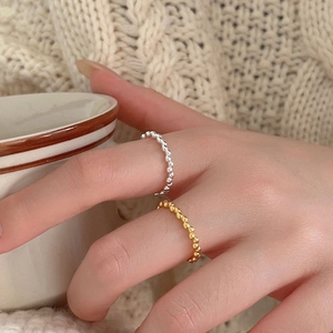 925 Sterling Silver Bead Chain Open Ring Minimalist Adjustable Ball Band Korean Style Fashion Jewelry For Women