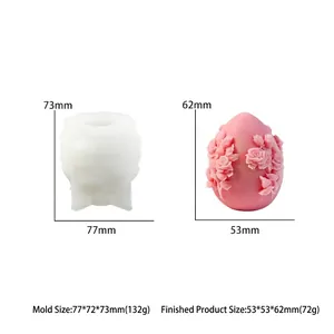 Detailed floral relief silicone mold for Easter egg candles with 3D rose textures