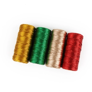 Detailed set of 1.5mm metallic craft cords in gold, green, rose gold, and red gift ropes