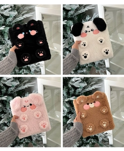 Collection of four cute animal plush card binders featuring cat, panda, rabbit, and bear designs