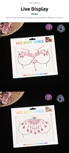 Detail of pink rhinestone body stickers in packaging with floral decor on black velvet