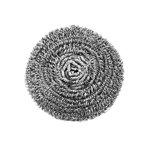 Spherical stainless steel scrubber for heavy duty kitchen cleaning on white background