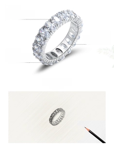 Detail view of S925 sterling silver ring featuring oval-cut 5A cubic zirconia stones