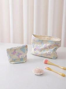 Schmetterling Jacquard Kosmetiktasche Tragbare Make-up Aufbewahrungstasche Reise Kulturbeutel Blumenmuster Für Frauen
