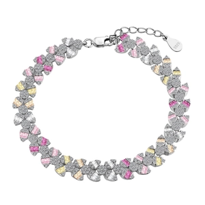 S925 sterling silver bracelet with multi-color cubic zirconia stones in radiant cut design
