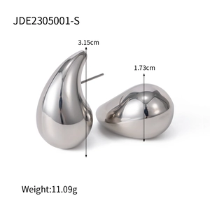 Detailed size view of silver chunky teardrop earrings showing 3.15cm height dimensions