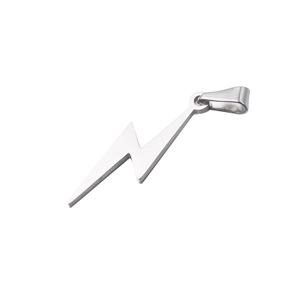 Polished silver lightning bolt pendant with hanging ring in high-quality titanium steel