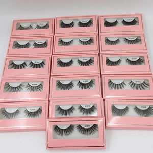 Set of 16 pairs of dense pink boxed false eyelashes with natural makeup effect in various styles