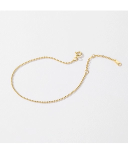 Detail of S925 sterling silver gold bead bracelet with adjustable lobster clasp and tag