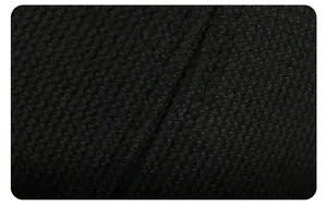 Detailed macro view of the dense black twill weave fabric and neat stitching on the cap