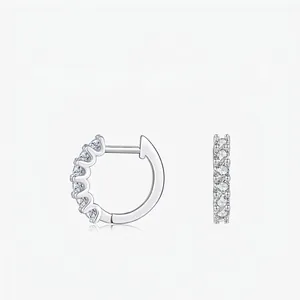 Moissanite Huggie Hoop Earrings 925 Sterling Silver D Color VVS1 Sparkly Round Brilliant Cut Minimalist Luxury Women Jewelry