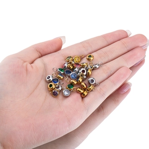 7mm round colorful zircon pendants with gold and silver bases for DIY jewelry making